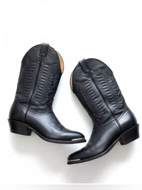 Boulet Men’s Black Leather Western Cowboy Boots~Made In Canada Size 9 E (Wide)